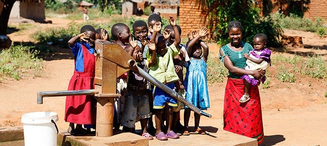 Malawi Children by a SAFI Water Well Malawi children by a SAFI donated water well